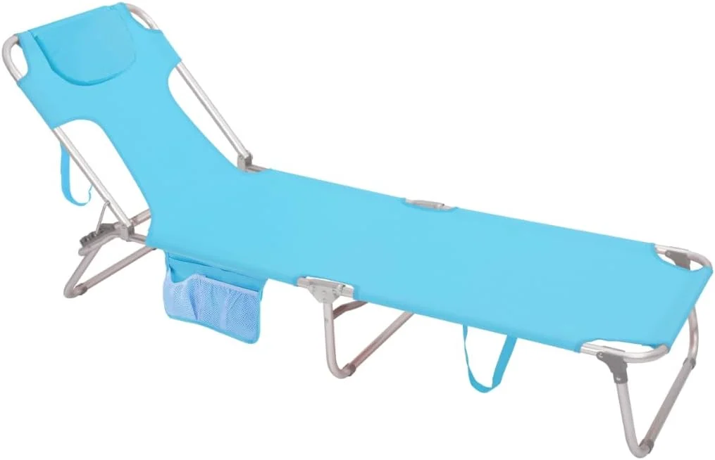 Beach Lounge Chair, Reclining Beach Chairs Lay Flat, Folding Camping Chairs Portable Camp Cot with Backpack - Image 7