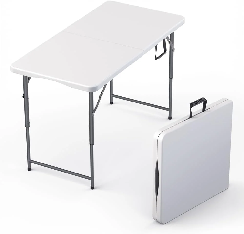 Modern Space 8 Feet Foldable Table with Built in Handle & Steel Legs, Heavy Duty Portable - Image 8