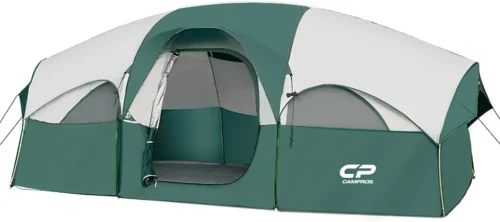 CP Tent 8 Person Camping Tents, Weather Resistant Family Tent, 5 Large Mesh Windows