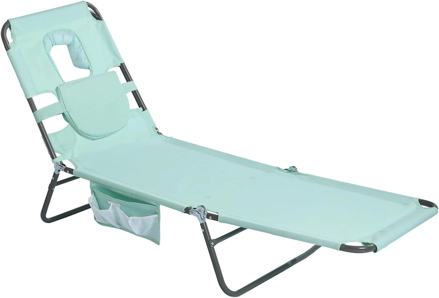 Beach Lounge Chair, Reclining Beach Chairs Lay Flat, Folding Camping Chairs Portable Camp Cot with Backpack - Image 14