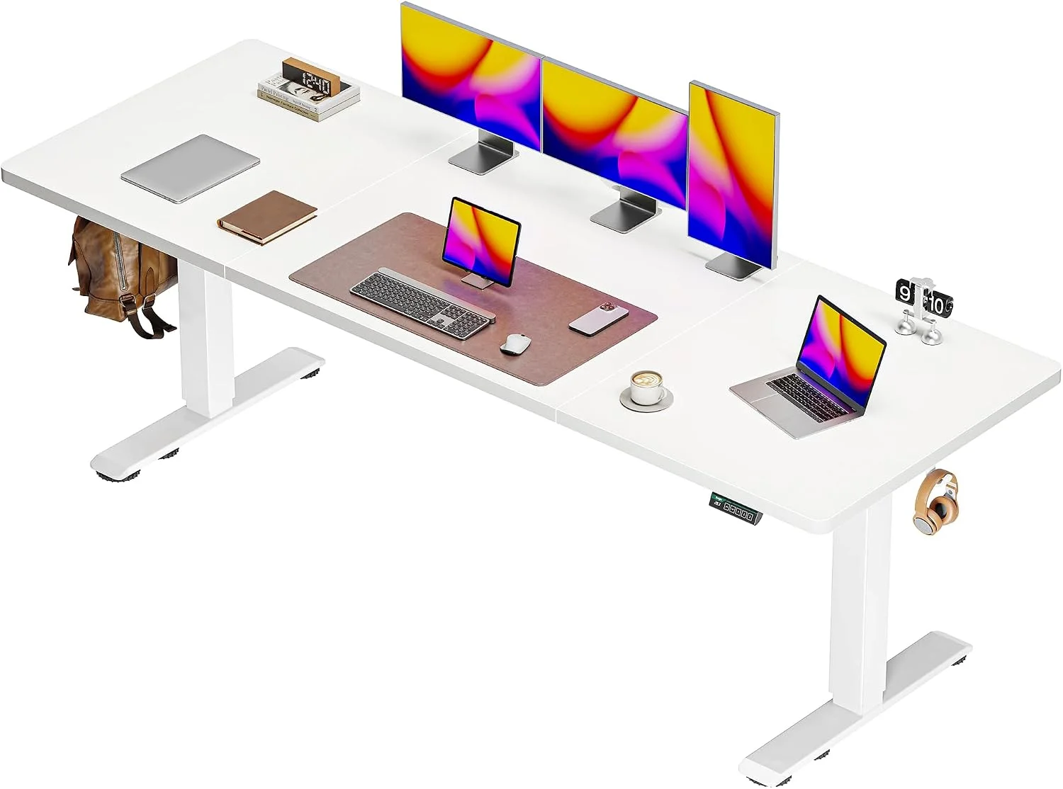55 x 28 Large Electric Standing Desk, Height Adjustable Computer Desk, 27.6 Deep Desktop - Image 4