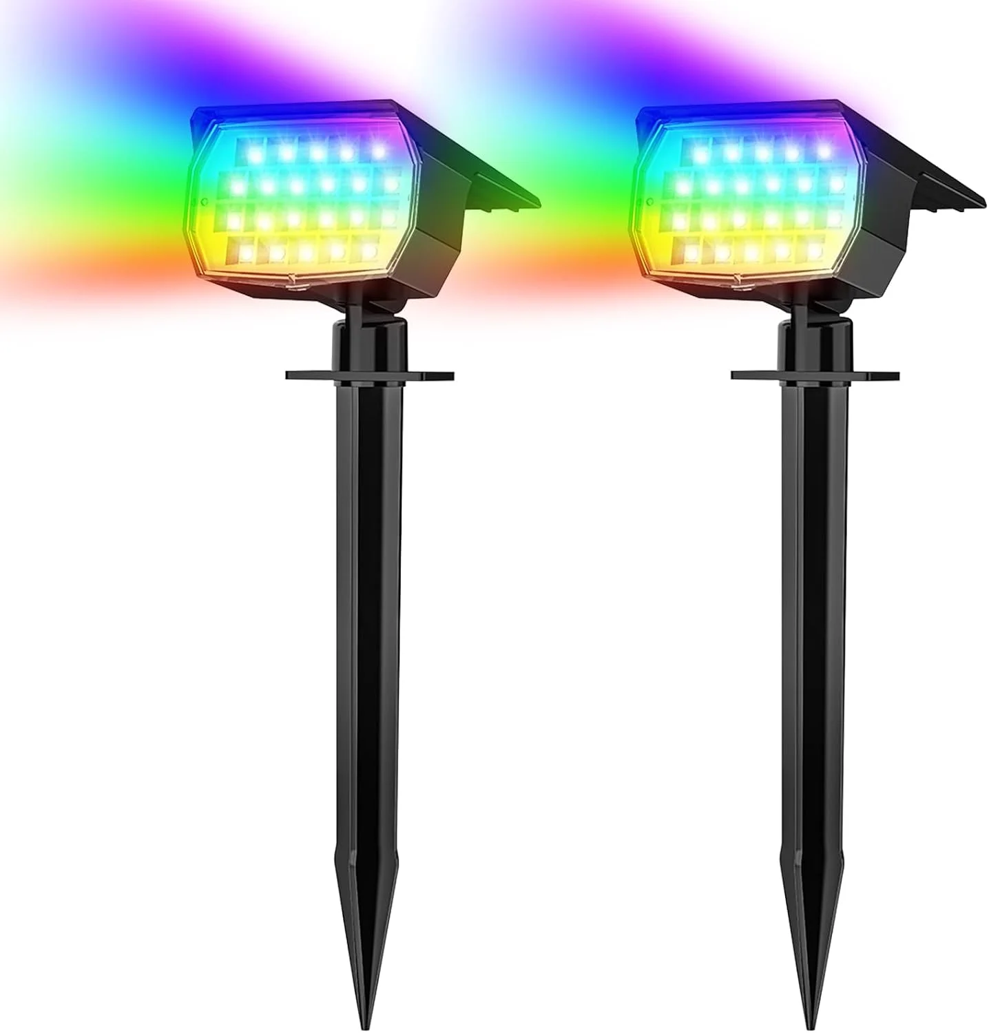 Solar Spot Lights Outdoor Waterproof IP65, 12 Pack Landscape Spotlights with 46 LEDs, 3 Modes Auto On/Off Solar - Image 2