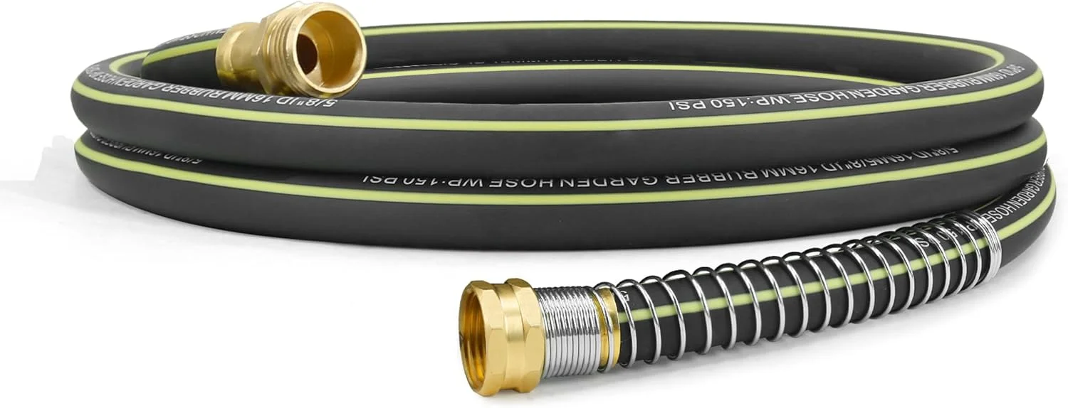 Lightweight Rubber Garden Hose 100 ft, 5/8 Hybrid Rubber Hose with Solid Brass Fitting - Image 4