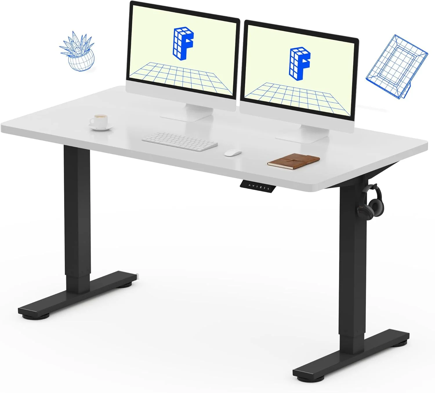 EN1 One-Piece Standing Desk, Electric Adjustable with 4 Memory Presets, 176 LBS Capacity, 48x24 Black - Image 5