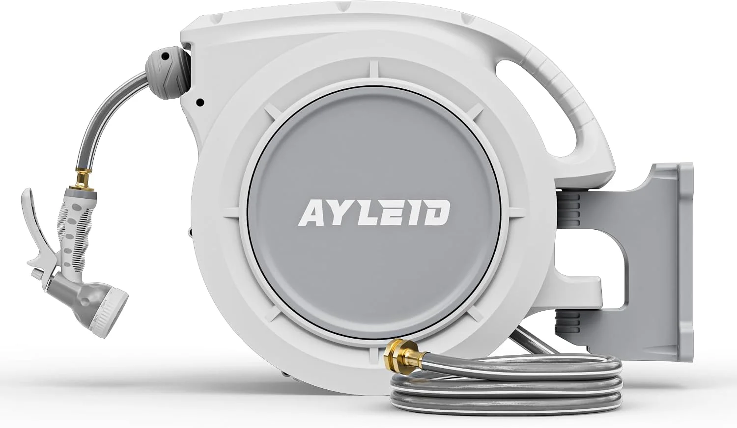Retractable Rubber Hybrid Garden Hose Reel, 5/8x100ft Wall Mount, 24-month warranty, 9-pattern sprayer - Image 3