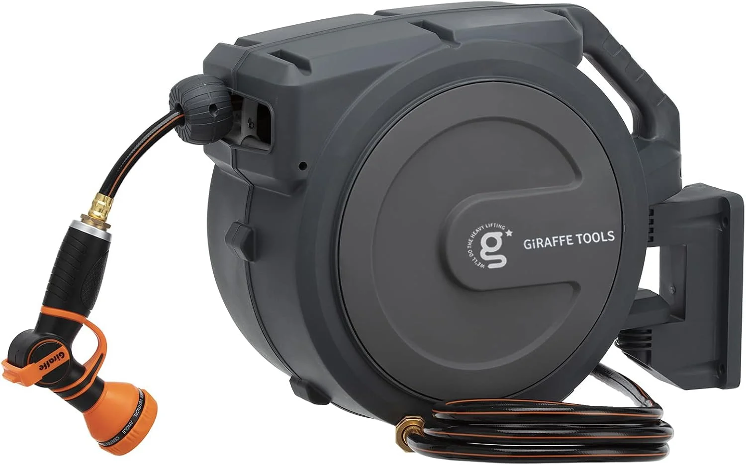 Tools Retractable Garden Hose Reel 1/2 Inch x 130 ft, Super Heavy Duty, Wall Mounted and 180 Deg Swivel Bracket - Image 3