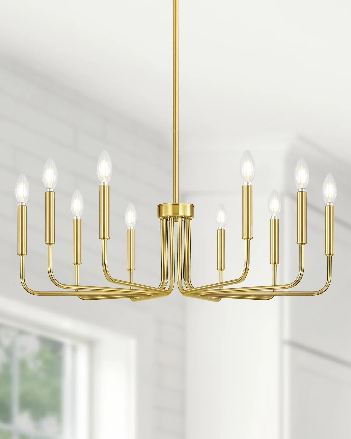 6 Light Champagne Bronze Chandelier, Farmhouse Chandelier for Dining Room Light Fixture Hanging - Image 14