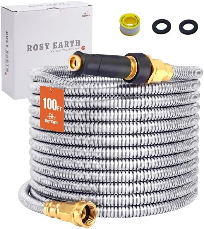 Earth Stainless Steel Garden Hose 100 FT, Heavy Duty Expandable Water Hose - Image 8