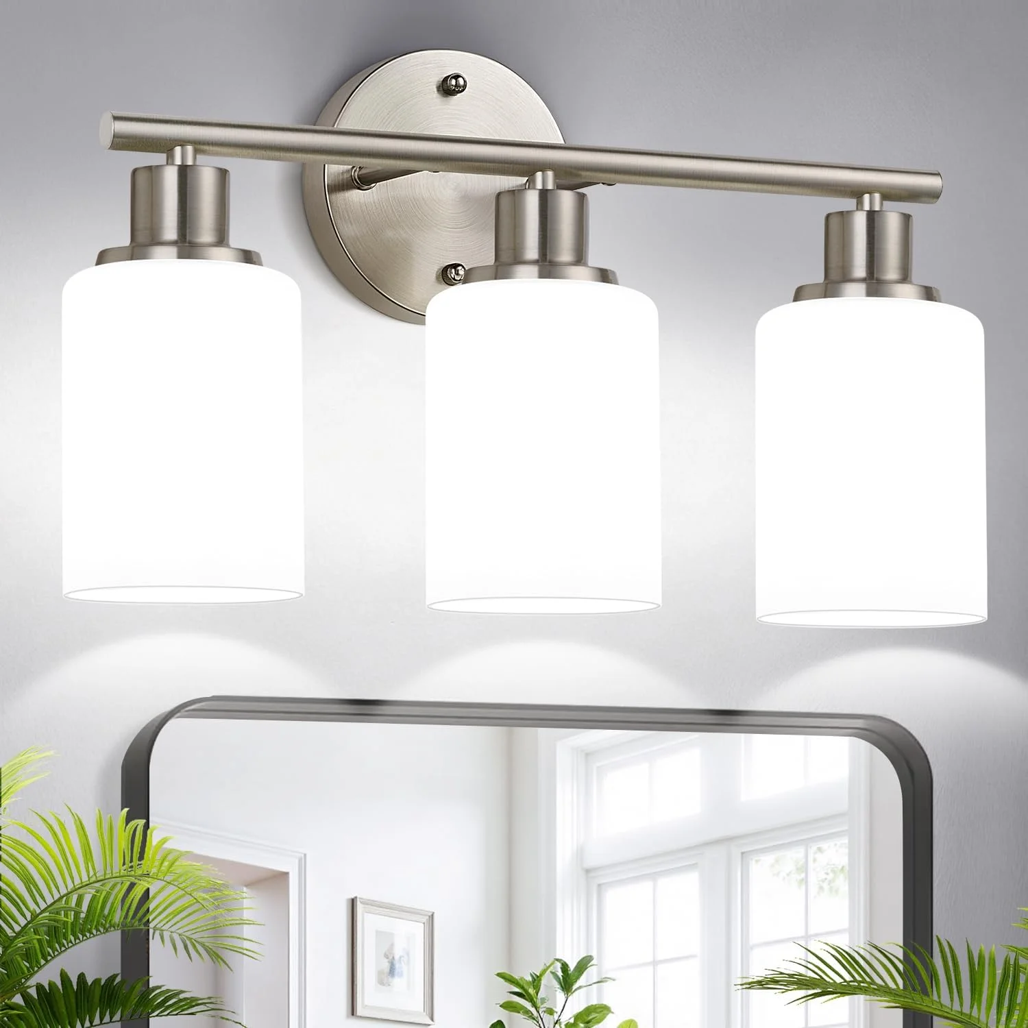 3-Light Bathroom Light Fixtures, 17.23 Black Modern Vanity Lights with Clear Glass Shade - Image 8