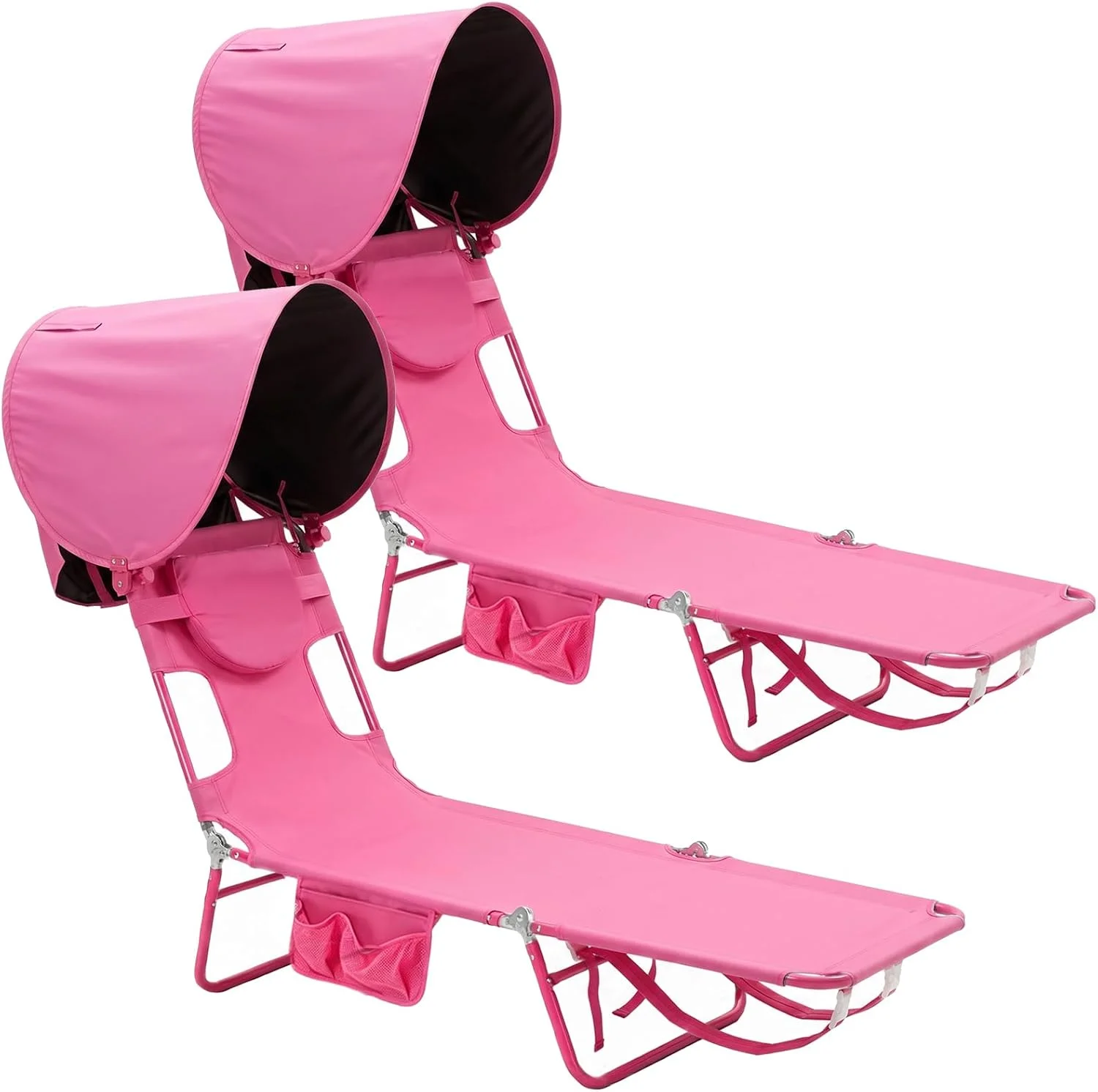 Beach Lounge Chair, Reclining Beach Chairs Lay Flat, Folding Camping Chairs Portable Camp Cot with Backpack - Image 8