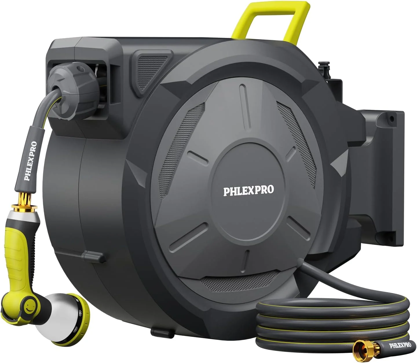 PRO 110FT x 1/2 Retractable Garden Hose Reel with 3/4 Brass Fitting, Heavy Duty Wall Mount Hose Reel, 180?? Swivel - Image 4
