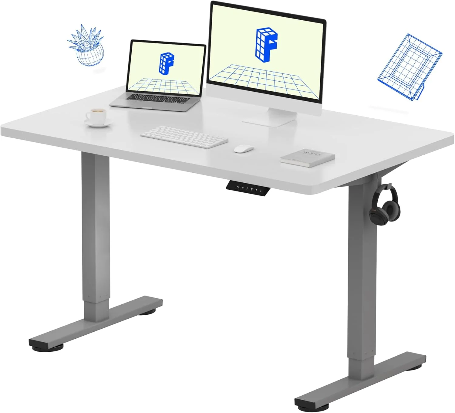 EN1 One-Piece Standing Desk, Electric Adjustable with 4 Memory Presets, 176 LBS Capacity, 48x24 Black - Image 43