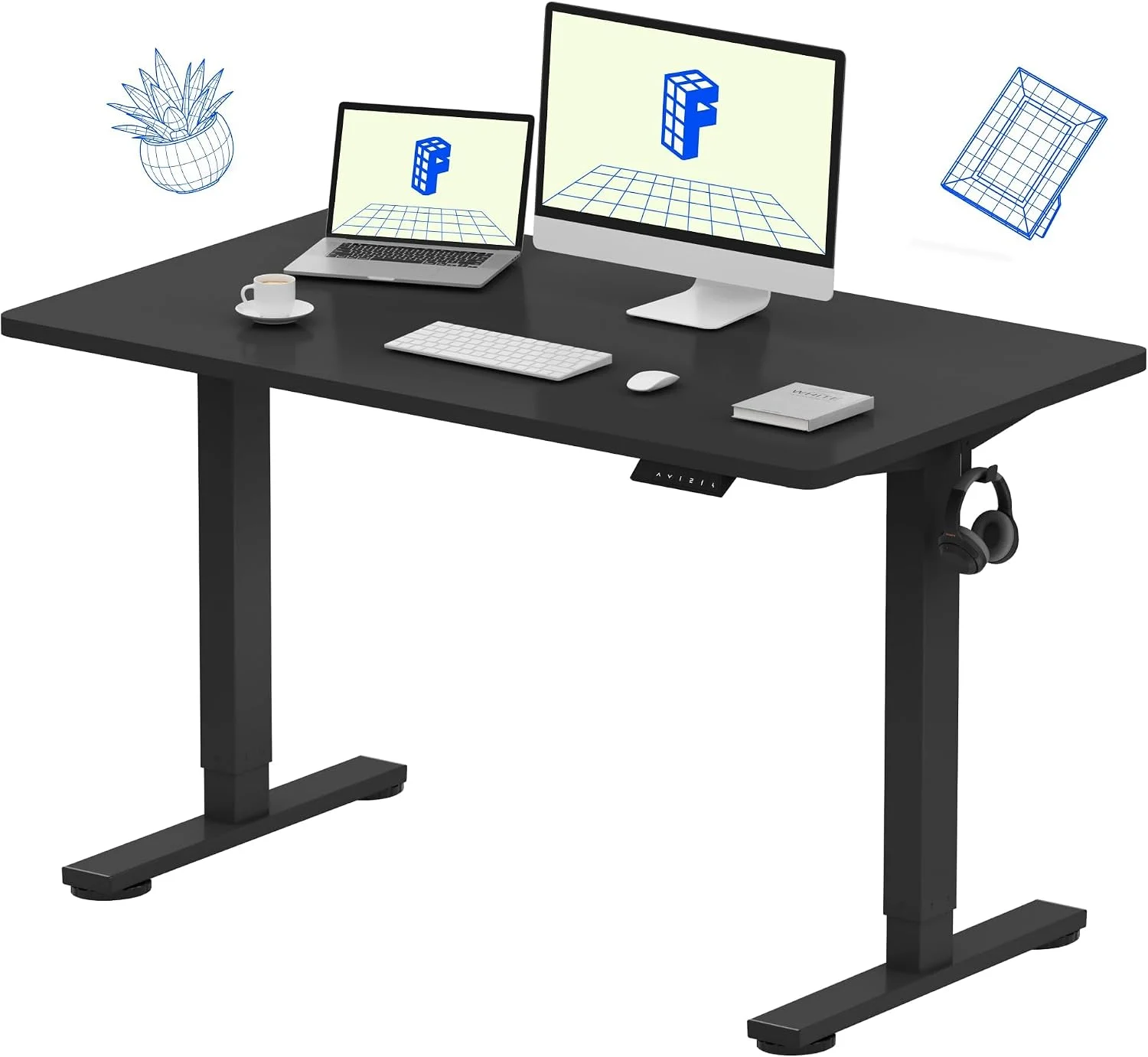 EN1 One-Piece Standing Desk, Electric Adjustable with 4 Memory Presets, 176 LBS Capacity, 48x24 Black - Image 22