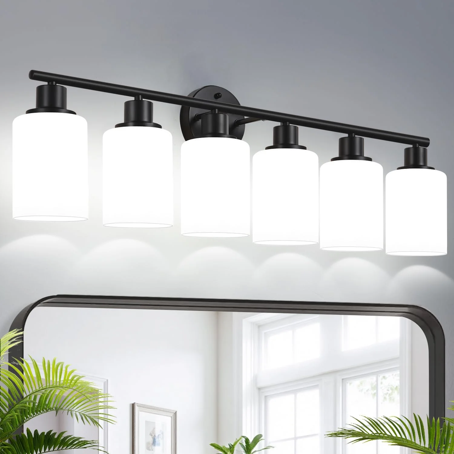 3-Light Bathroom Light Fixtures, 17.23 Black Modern Vanity Lights with Clear Glass Shade - Image 3