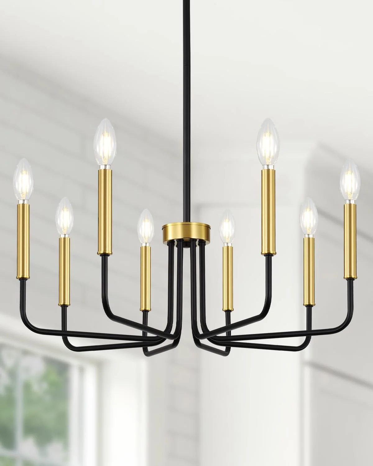 6 Light Champagne Bronze Chandelier, Farmhouse Chandelier for Dining Room Light Fixture Hanging - Image 18