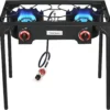 Propane Grill 2 Burner Outdoor Propane Stove Portable Gas Grill High Pressure Camping Stove Double Burner