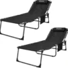 Oversized Tanning Chair, Extra-Wide Padded Folding Chase Lounge Chairs Portable Adjustable 5-Position 440lbs