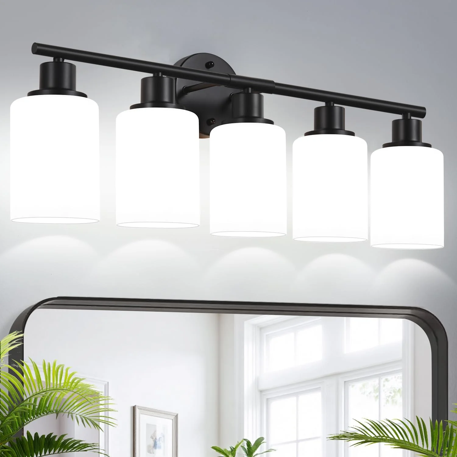 3-Light Bathroom Light Fixtures, 17.23 Black Modern Vanity Lights with Clear Glass Shade - Image 17