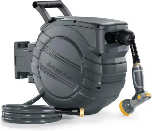 Alternative view of Retractable Garden Hose Reel 5/8 in x 65 ft, 2025 Upgraded Dual Ratchet Lock UV & Freeze Protection Brass Seal