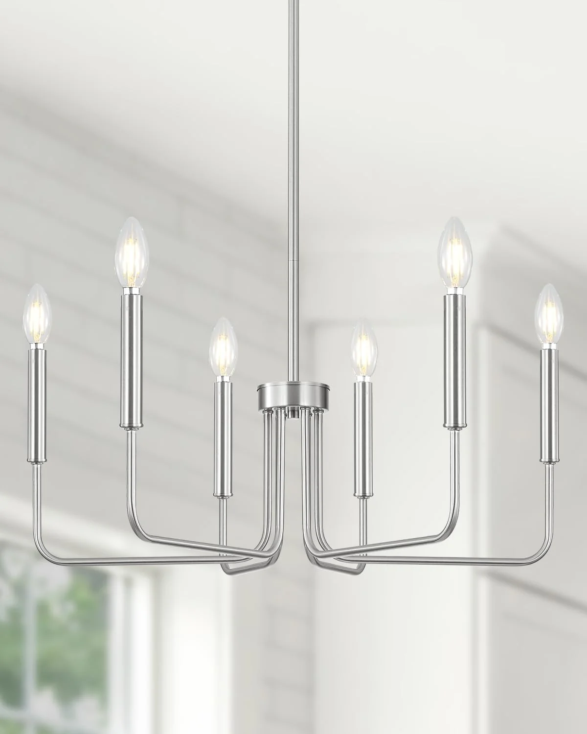 6 Light Champagne Bronze Chandelier, Farmhouse Chandelier for Dining Room Light Fixture Hanging - Image 7