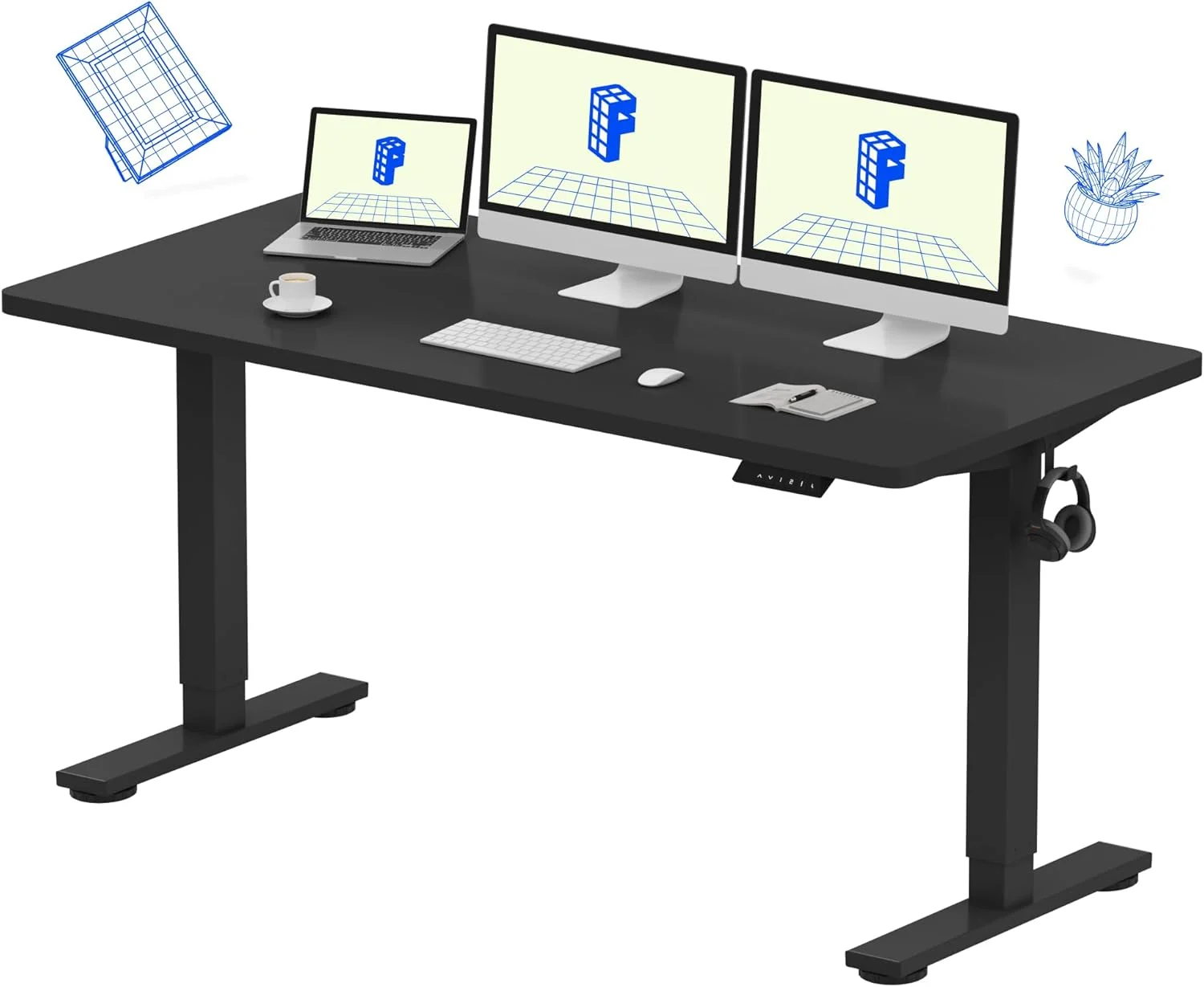 EN1 One-Piece Standing Desk, Electric Adjustable with 4 Memory Presets, 176 LBS Capacity, 48x24 Black - Image 12
