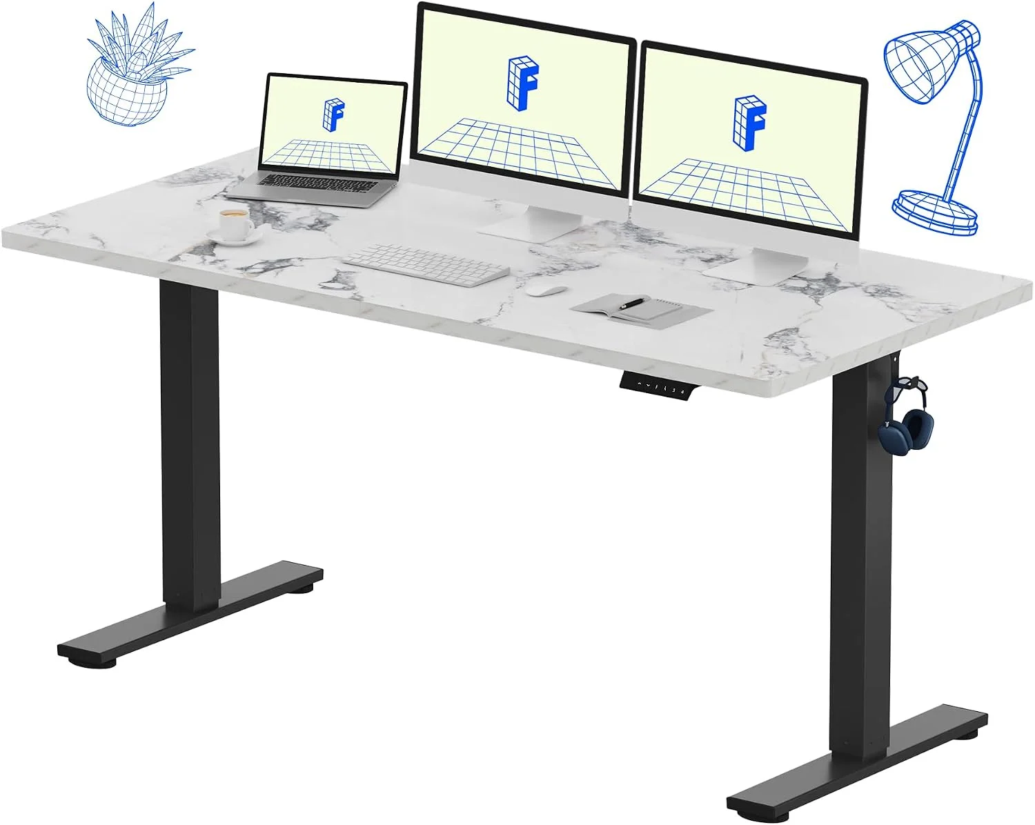 EN1 One-Piece Standing Desk, Electric Adjustable with 4 Memory Presets, 176 LBS Capacity, 48x24 Black - Image 47