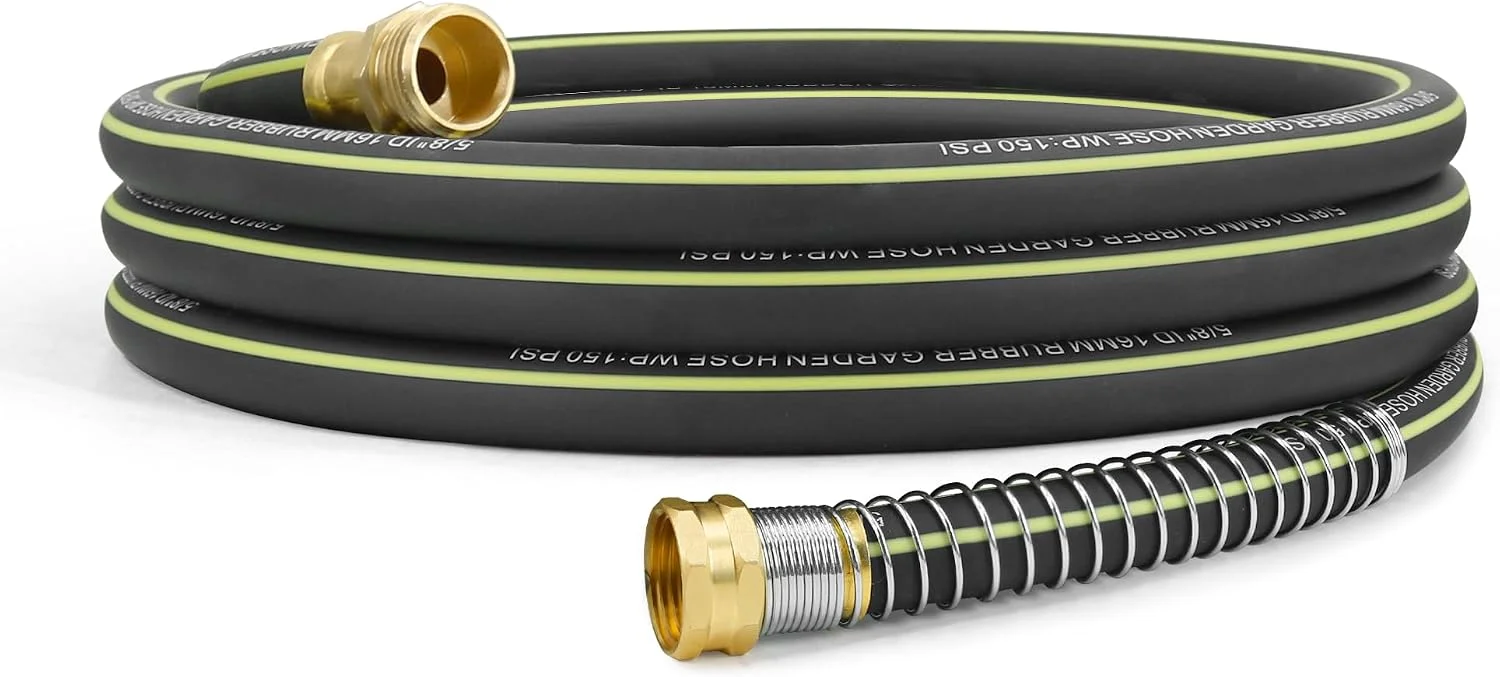 Lightweight Rubber Garden Hose 100 ft, 5/8 Hybrid Rubber Hose with Solid Brass Fitting - Image 5