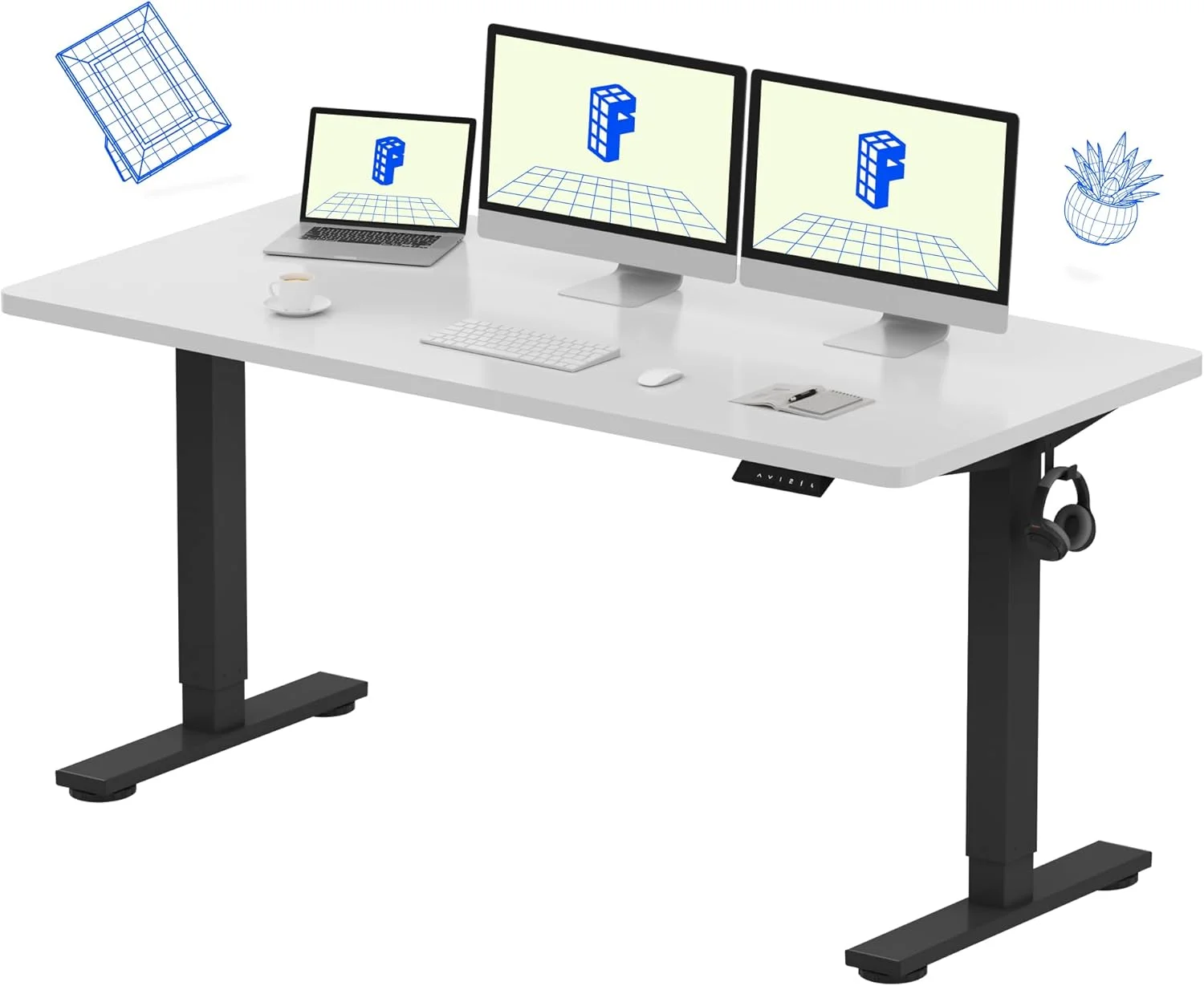 EN1 One-Piece Standing Desk, Electric Adjustable with 4 Memory Presets, 176 LBS Capacity, 48x24 Black - Image 14