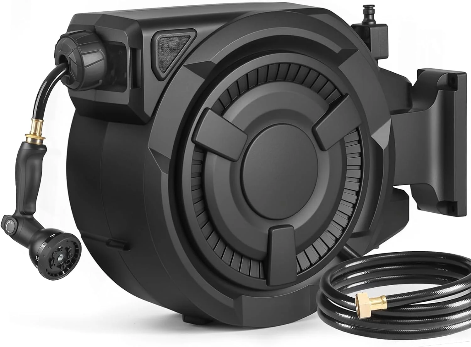 Retractable Garden Hose Reel 1/2 in x 100 ft, Heavy Duty Wall Mounted Hose Reel with 10- Function Sprayer - Image 3