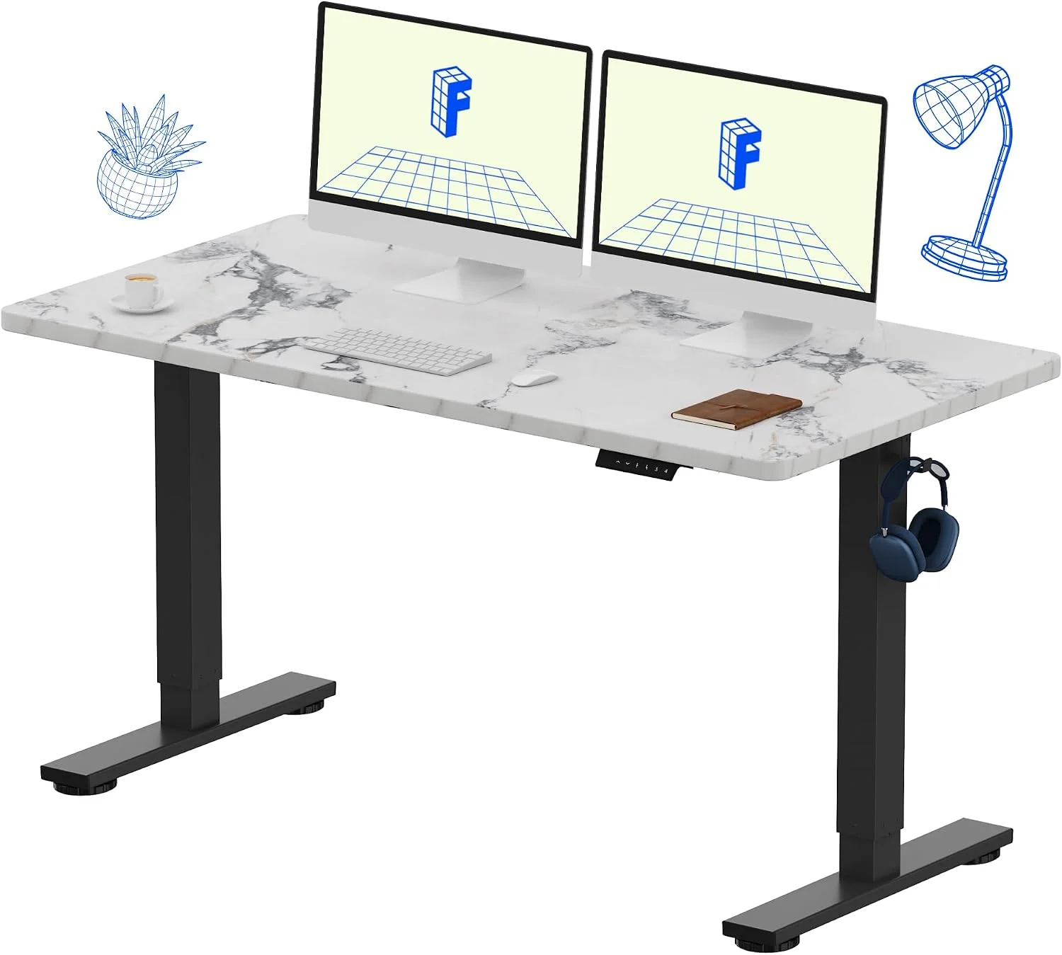 EN1 One-Piece Standing Desk, Electric Adjustable with 4 Memory Presets, 176 LBS Capacity, 48x24 Black - Image 42