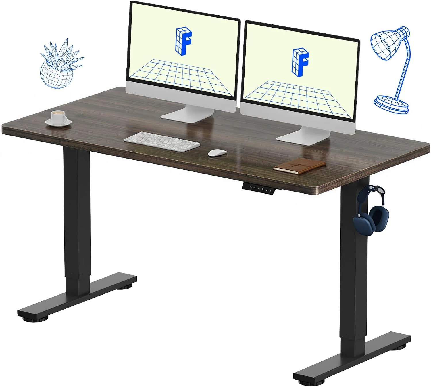 EN1 One-Piece Standing Desk, Electric Adjustable with 4 Memory Presets, 176 LBS Capacity, 48x24 Black - Image 9