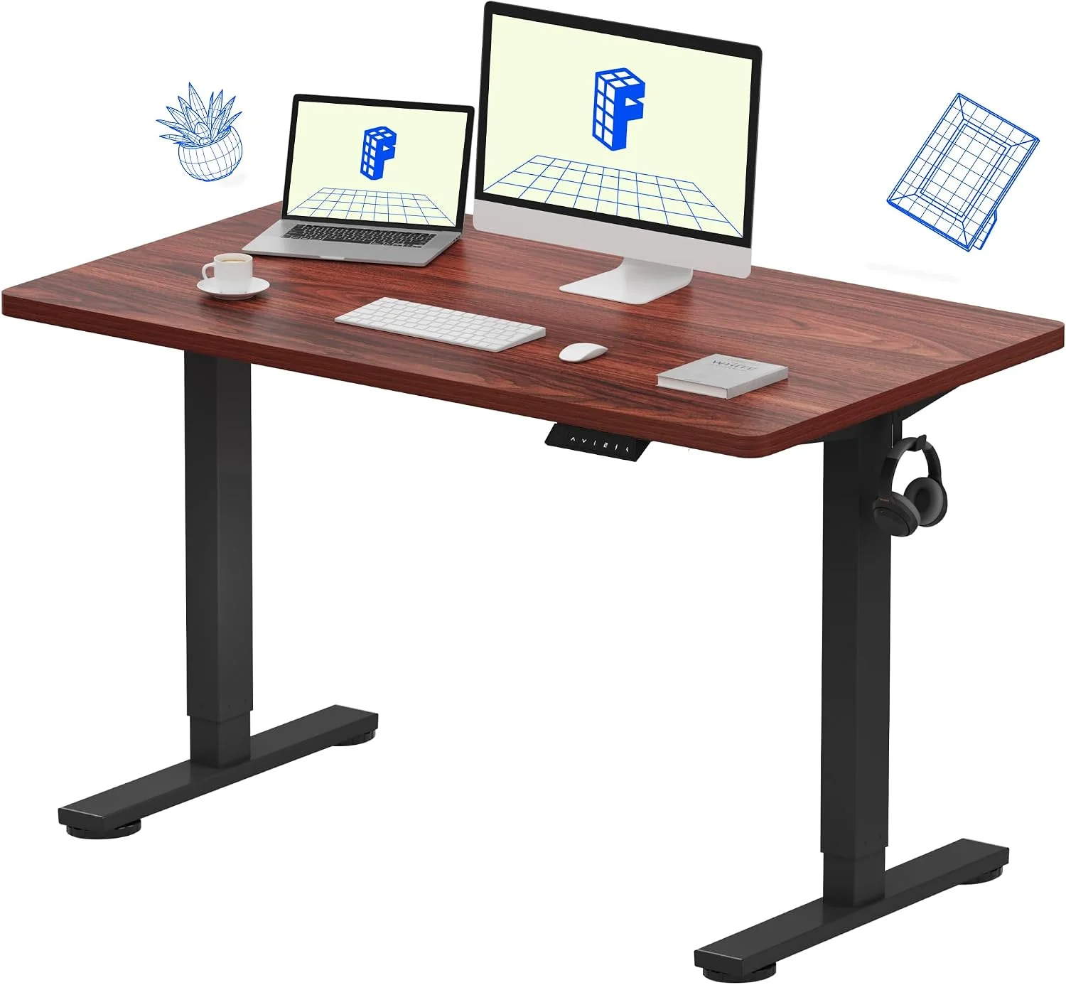 EN1 One-Piece Standing Desk, Electric Adjustable with 4 Memory Presets, 176 LBS Capacity, 48x24 Black - Image 41