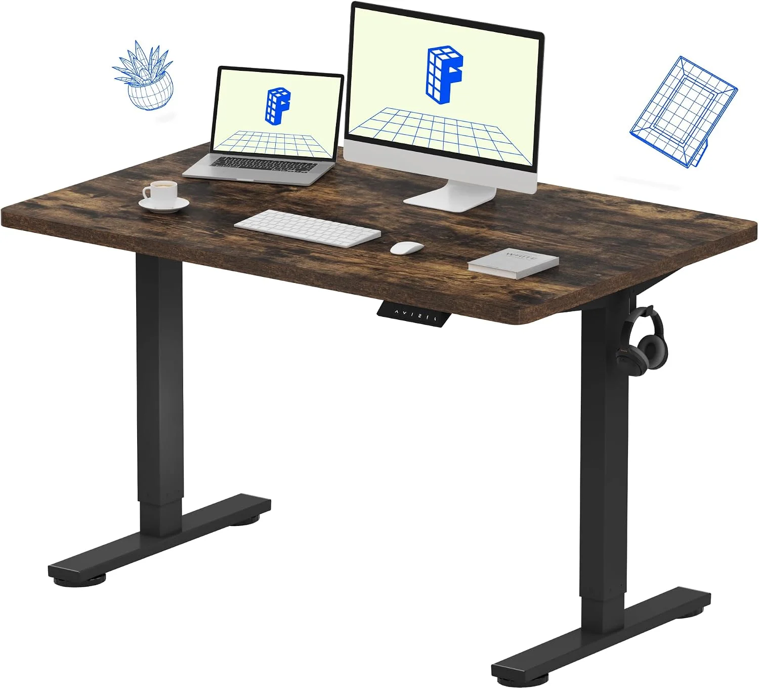EN1 One-Piece Standing Desk, Electric Adjustable with 4 Memory Presets, 176 LBS Capacity, 48x24 Black - Image 15