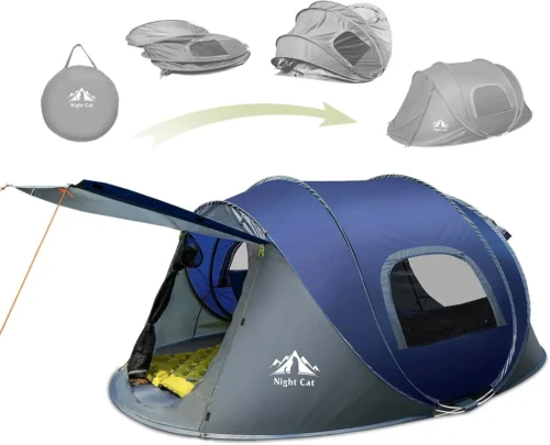Cat Pop-up Camping Tent: 2 Person Tent Waterproof Instant Easy Setup Family Tent
