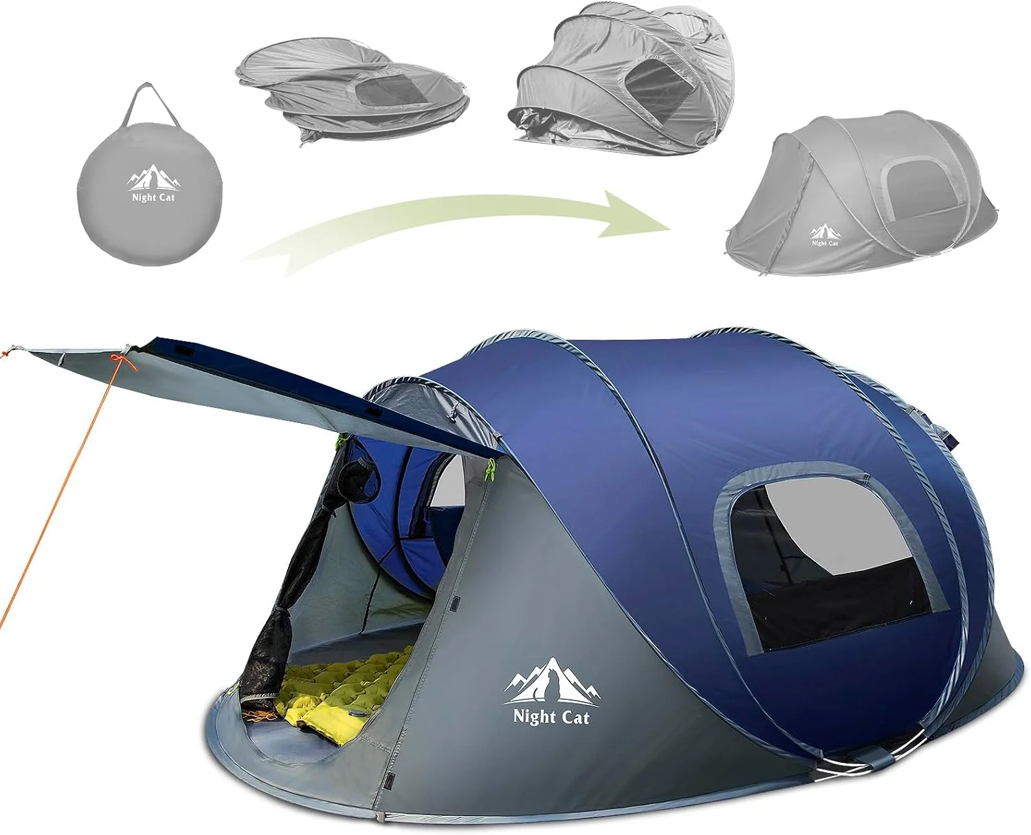 Cat Pop-up Camping Tent: 2 Person Tent Waterproof Instant Easy Setup Family Tent
