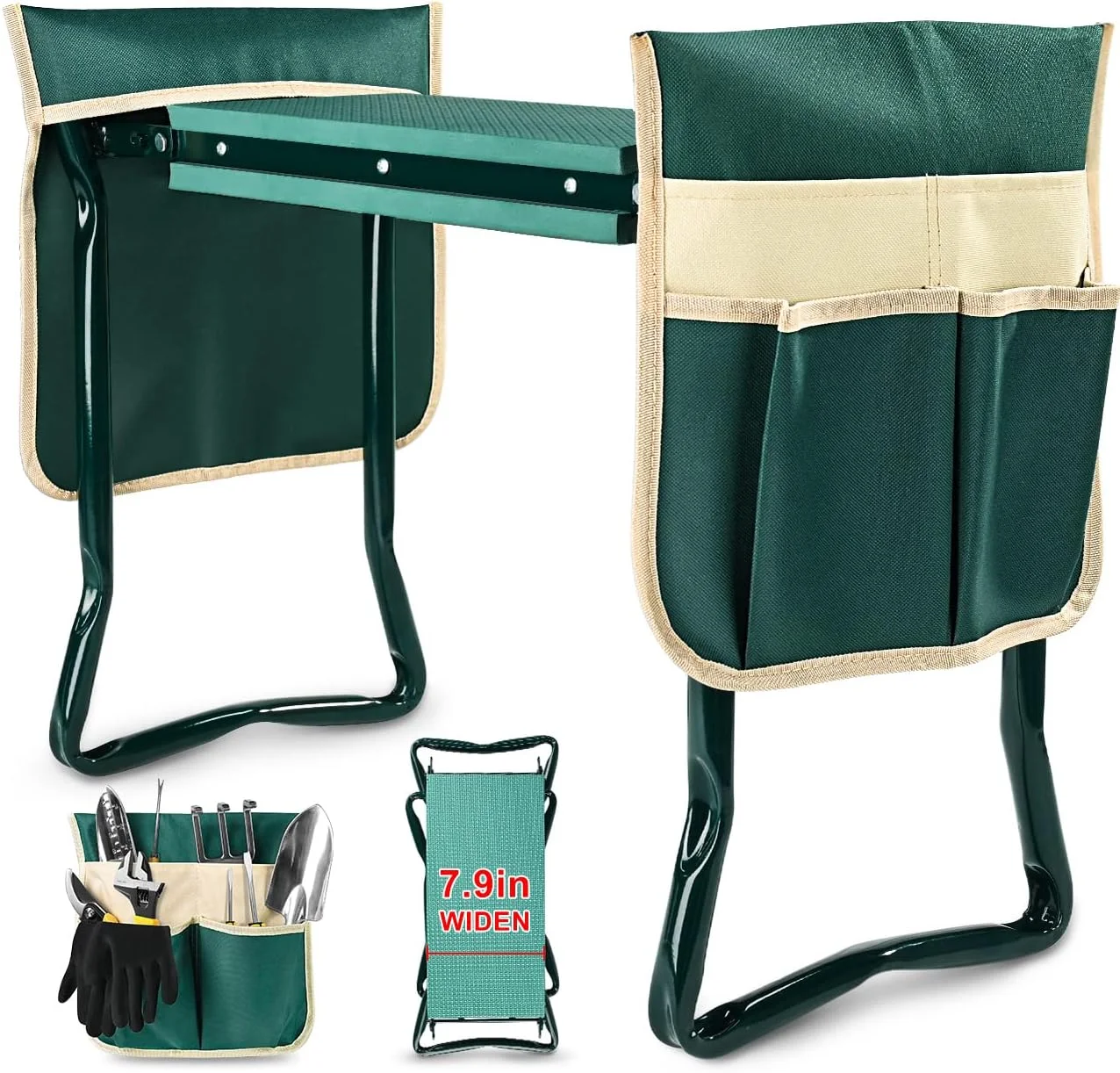 Upgraded Garden Kneeler and Seat with Thicken & Widen Soft Kneeling Pad, Heavy Duty Foldable Gardener Stool with 2 - Image 2