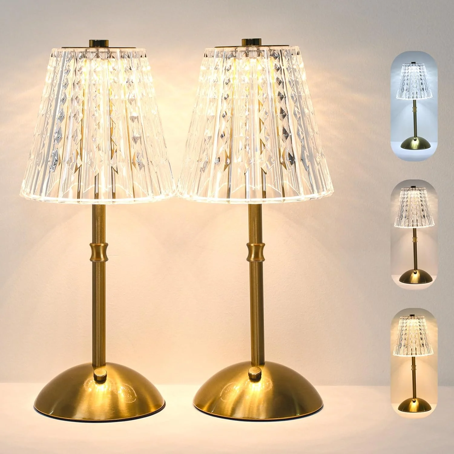 2 Pack Touch Cordless Rechargeable Table Lamp, Dimmable, 3-Color Temperature - Image 2