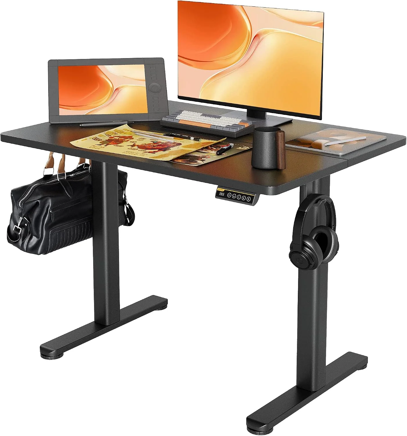 Electric Standing Desk, Adjustable Height Stand up Desk, 24x48 Inches Sit Stand Home Office Desk with Splice - Image 4