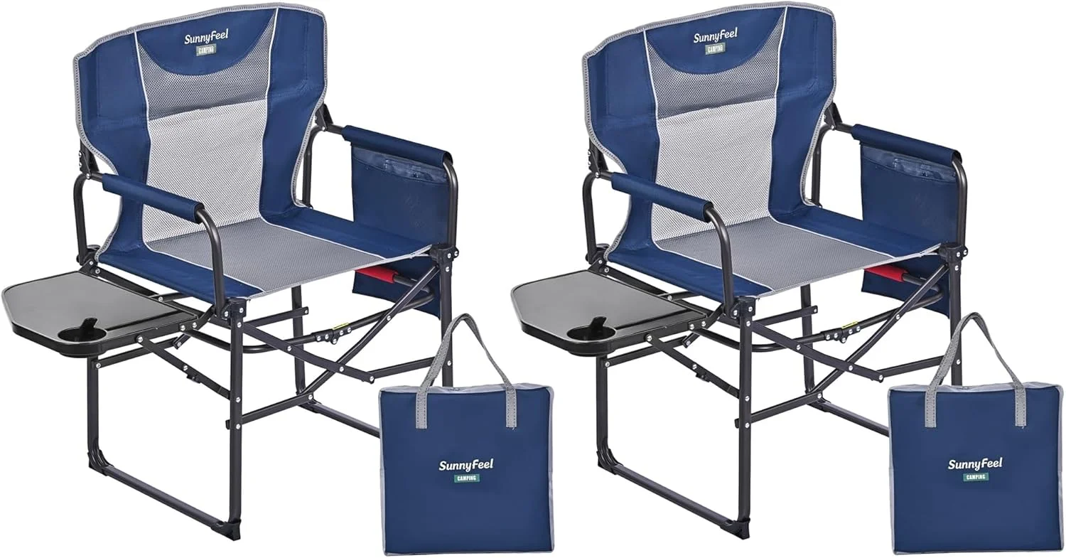 Camping Directors Chair, Heavy Duty, Oversized Portable Folding Chair with Side Table - Image 15