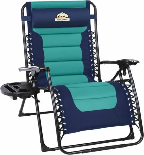 Alternative view of Oversized Padded Zero Gravity Lounge Chair, Foldable Patio Anti Gravity Reclining Chairs Folding Lawn Recliner