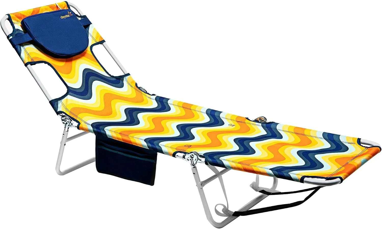 Beach Lounge Chair, Reclining Beach Chairs Lay Flat, Folding Camping Chairs Portable Camp Cot with Backpack - Image 13