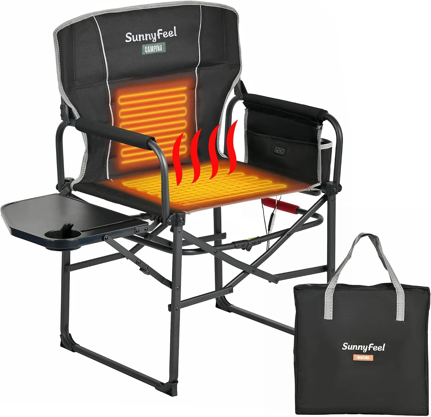 Camping Directors Chair, Heavy Duty, Oversized Portable Folding Chair with Side Table - Image 14