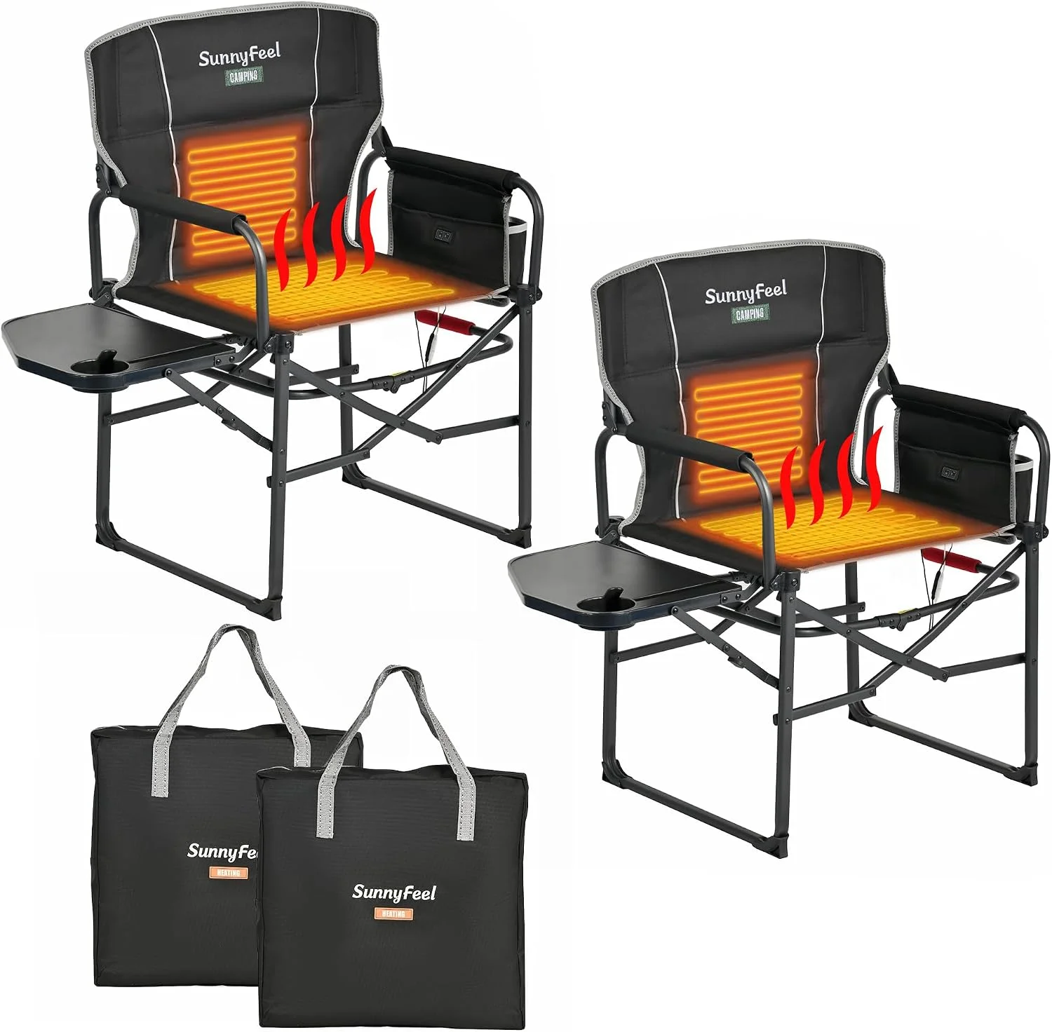 Camping Directors Chair, Heavy Duty, Oversized Portable Folding Chair with Side Table - Image 18