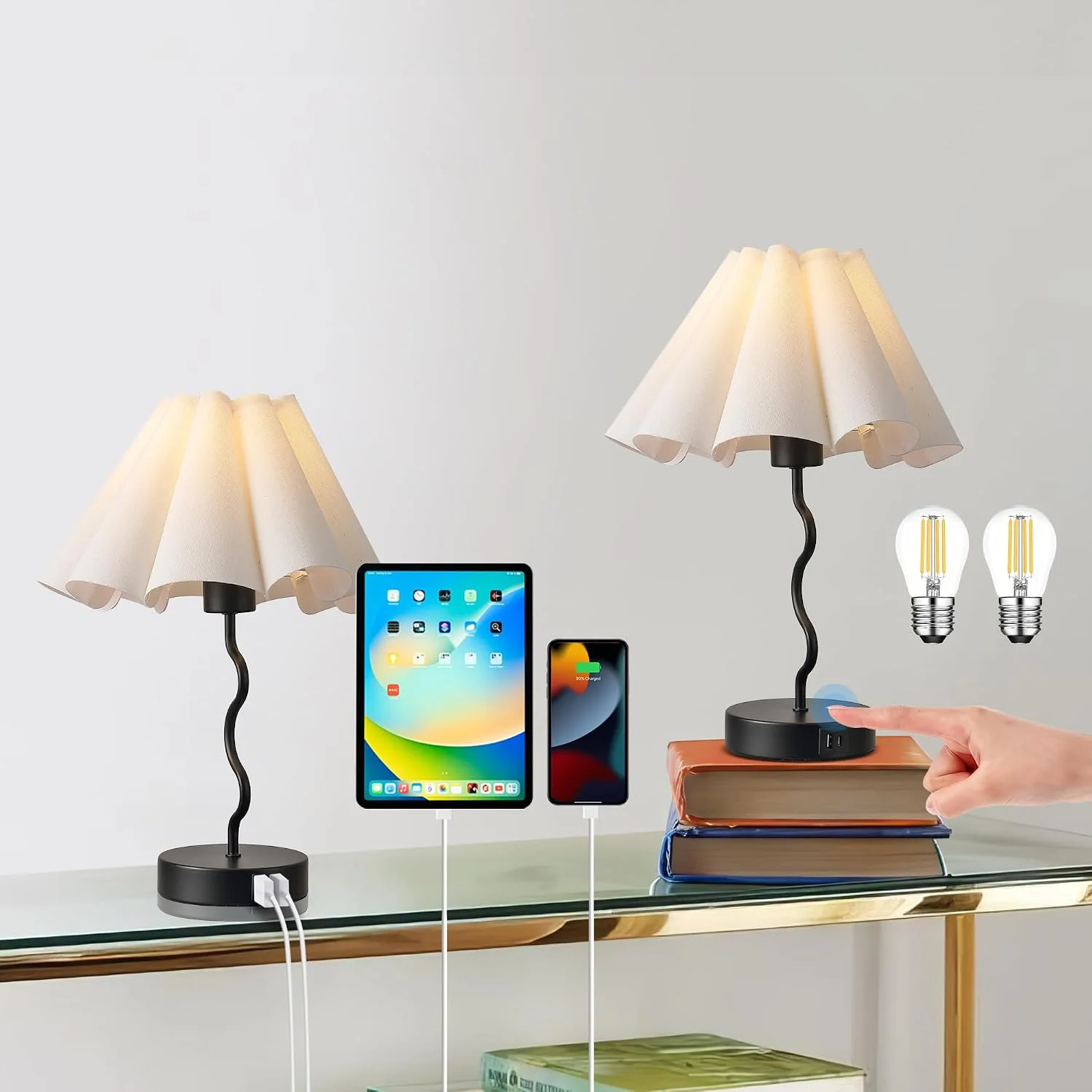 Pleated Table Lamp, Modern Lamp for Bedroom Home Office Decor - Image 3