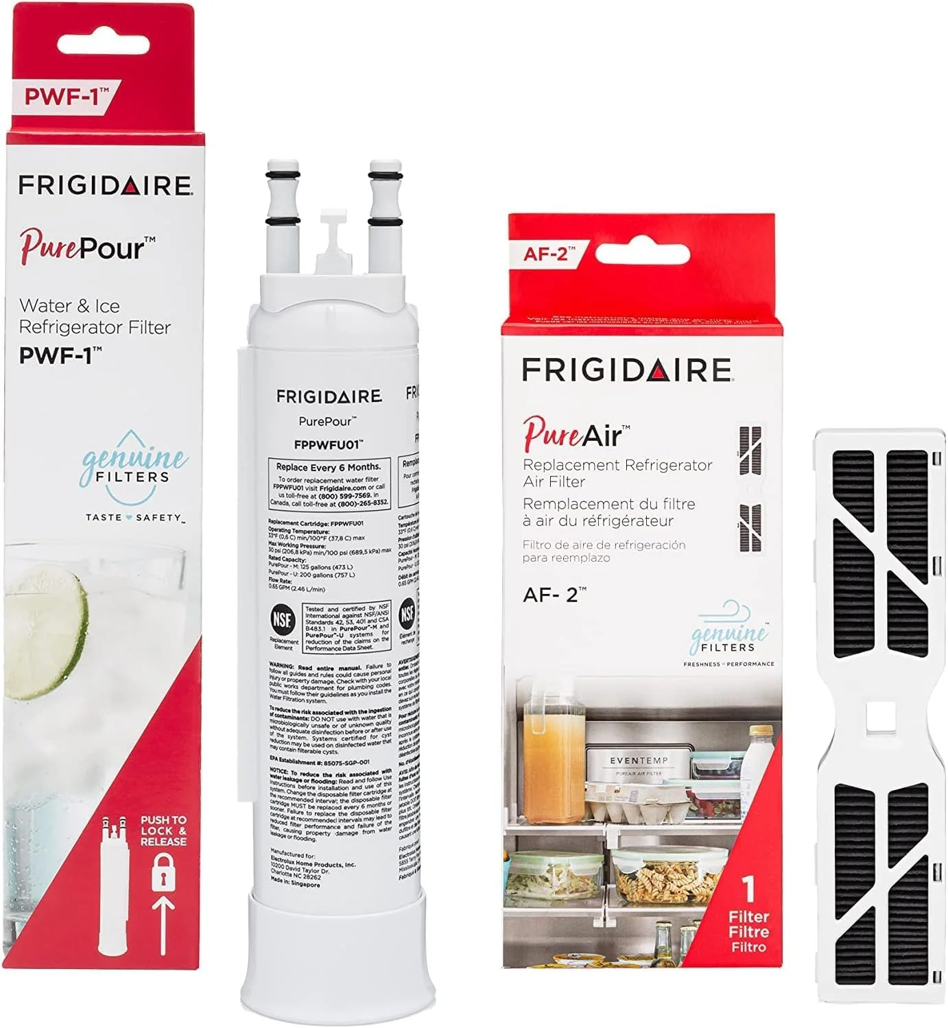 PurePour? PWF-1 (FPPWFU01) & PureAir? AF-2 (FRGPAAF2) Water & Air Filter Combo Kit - For Home Projects
