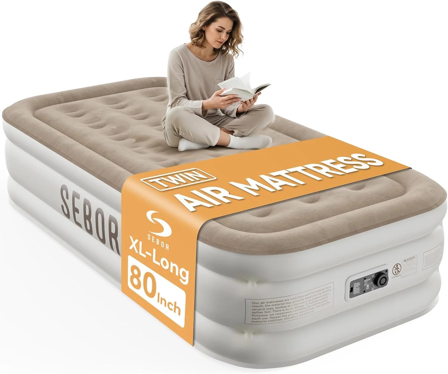 Air Mattress with Built-in Pump, Comfortable Self-Inflating Air Mattress with High-Speed Pump, 18 Twin XL) - Image 3