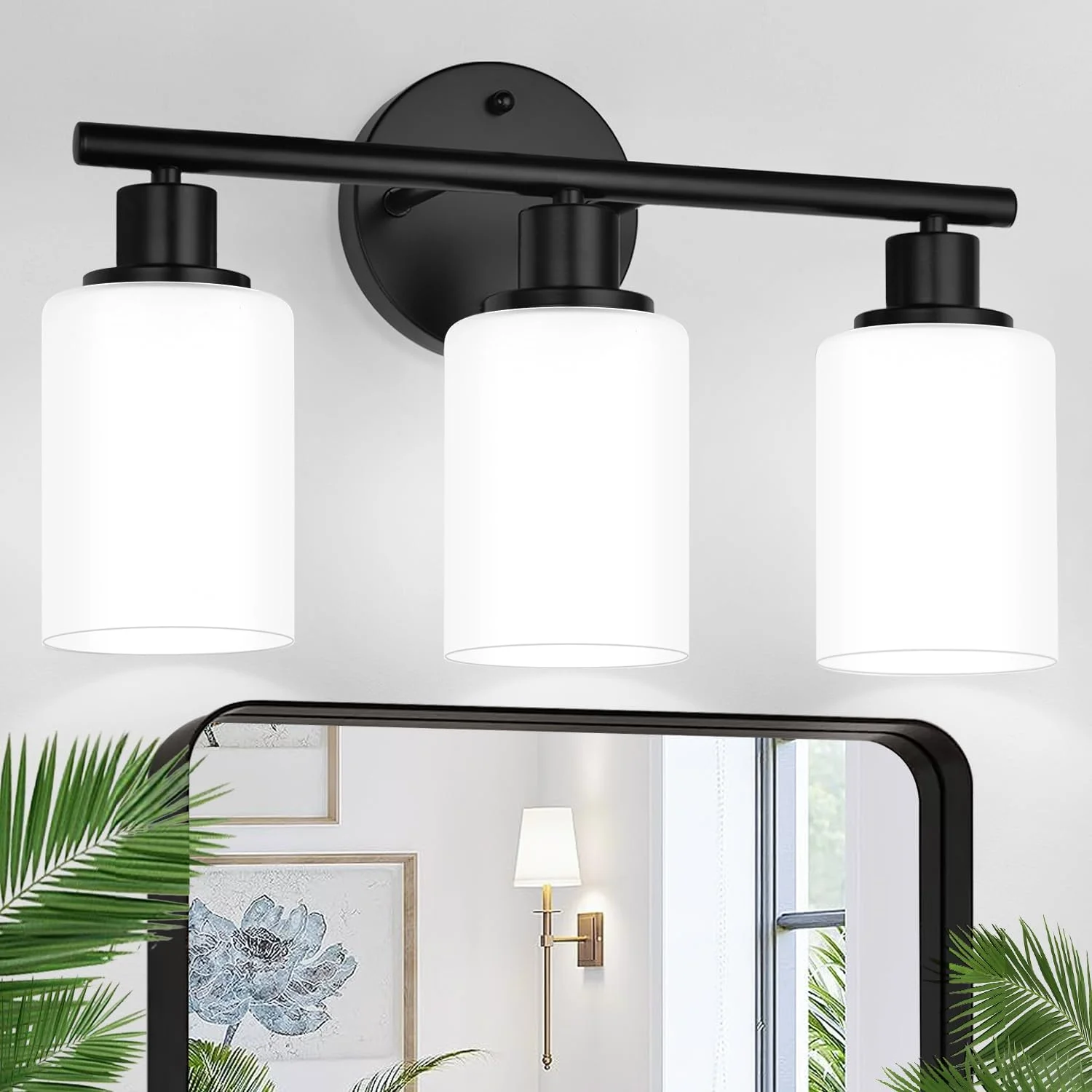 3-Light Bathroom Light Fixtures, 17.23 Black Modern Vanity Lights with Clear Glass Shade - Image 32