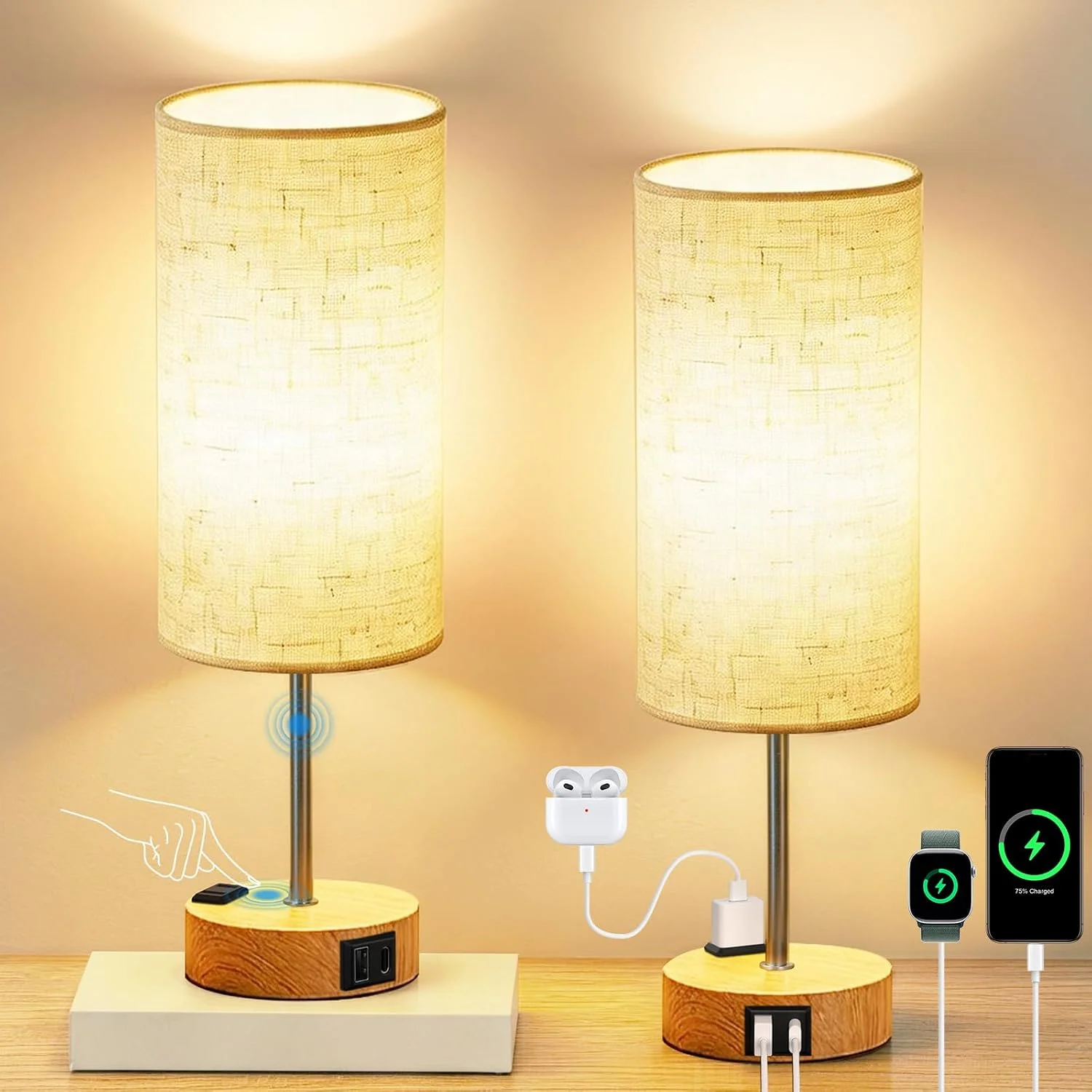 2-Pack Table Lamps, Dimmable - Image 3