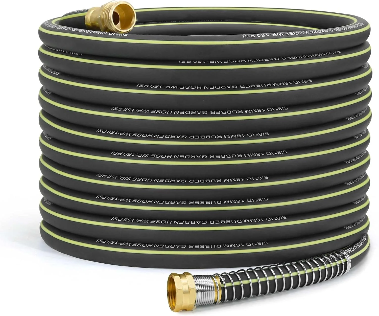 Lightweight Rubber Garden Hose 100 ft, 5/8 Hybrid Rubber Hose with Solid Brass Fitting - Image 3