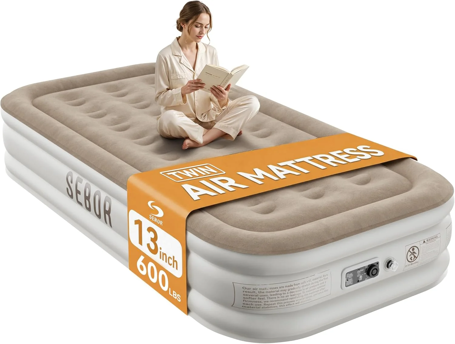 Air Mattress with Built-in Pump, Comfortable Self-Inflating Air Mattress with High-Speed Pump, 18 Twin XL) - Image 4